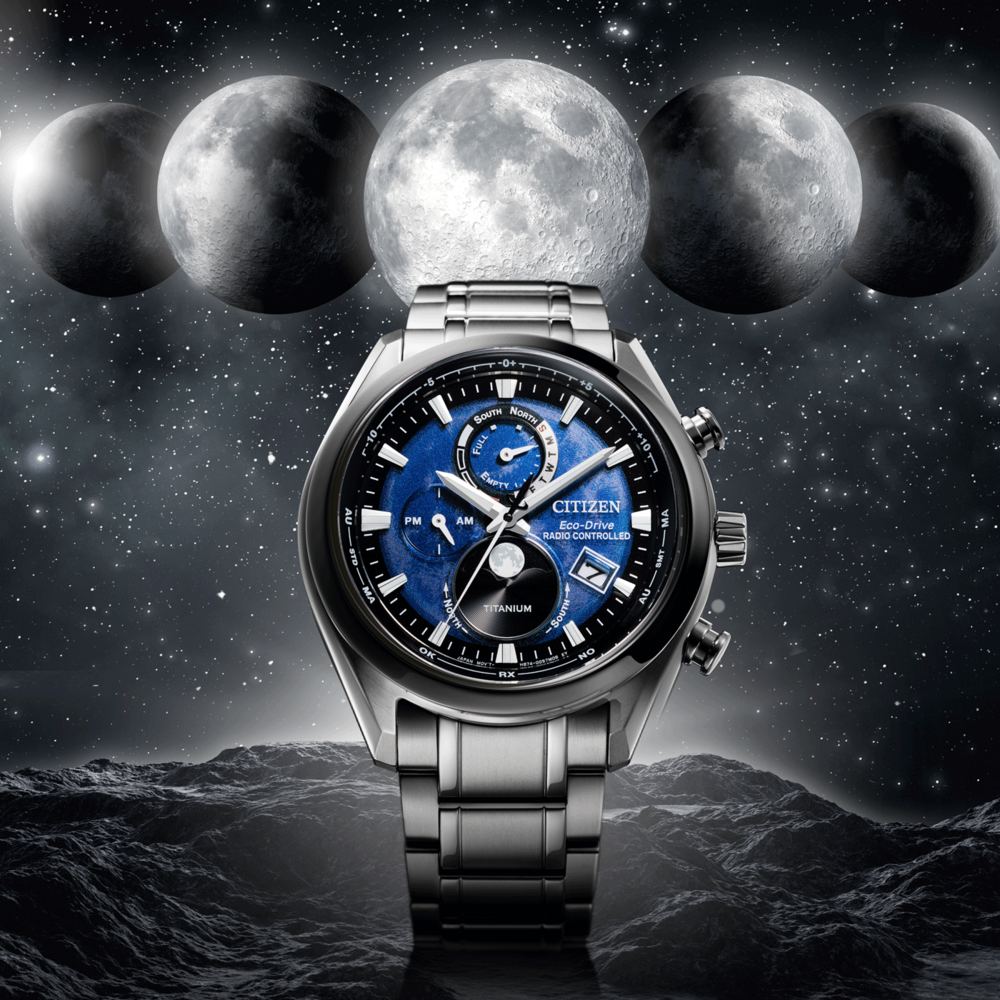 Innovativer Funk-Chronograph mit Mondphase und Super Titanium